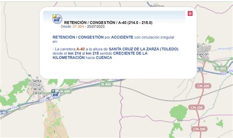 Cortada la A 40 en sentido Cuenca por el vuelco de un camión de pollos