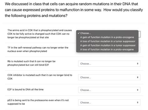 Solved We discussed in class that cells can acquire random | Chegg.com