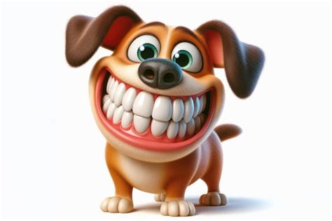 Premium Photo | Funny dog with a big smile and big teeth on a white ...