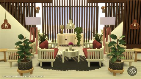 Stylish Wood Living Room Cc Pack For The Sims 4 Sixam Cc