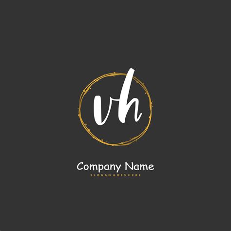 Vh Initial Handwriting And Signature Logo Design With Circle Beautiful