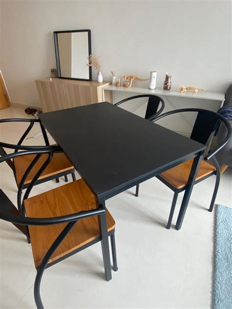 IKEA black dining table, Furniture & Home Living, Furniture, Tables ...