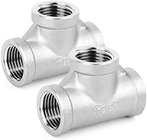 Bwintech 2 Pcs 1 2 Female BSP 3 Way Connector 304 Stainless Steel Tee