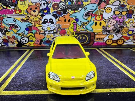Custom Made Yellow Honda Civic Type R Hot Wheels Gold Wheels Wheels Swap Real Rides Rubber