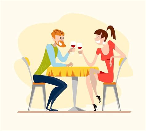 Premium Vector Man And Woman Have A Dinner Together