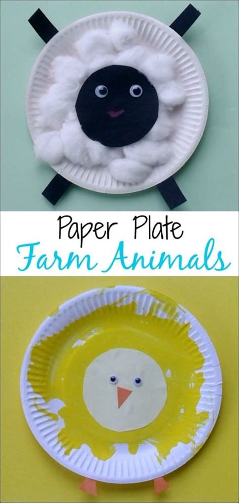 Crafts for Toddlers - Paper Plate Baby Farm Animals - Mess for Less