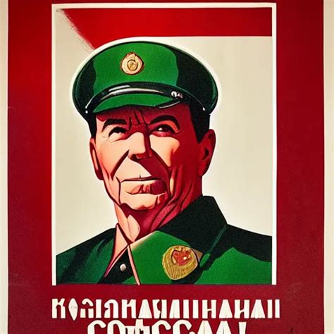 Communist Propaganda Poster Portraying Ronald Reagan Stable Diffusion