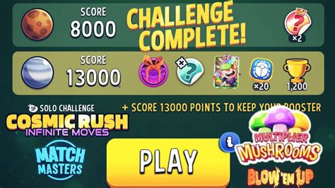 Cosmic Rush Multiplier Mushrooms Blow Em Up Match Masters 13000