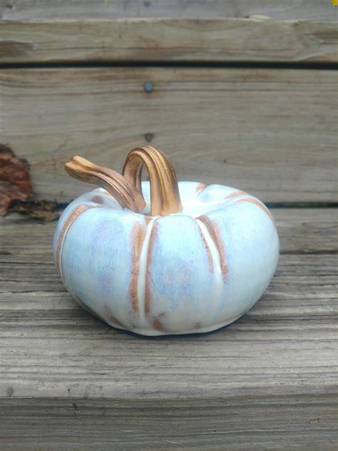 Handmade Large Flat White Ceramic Pumpkin Etsy Pumpkin Pottery