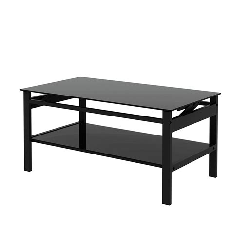 Brayden Studio® Glass Lift Top Coffee Table, Modern Simple 2-Layer