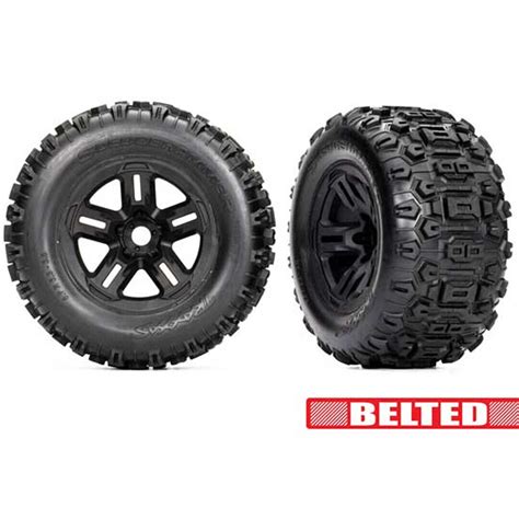 Traxxas 9573 Belted Sledgehammer Tires Wblack Wheels And Foam Inserts 2 Sledge Ebay