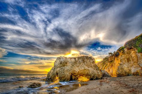 El Matador State Beach Sea Cave Sunset Malibu Landscape Seascape Sunset Colorful Clouds Dr