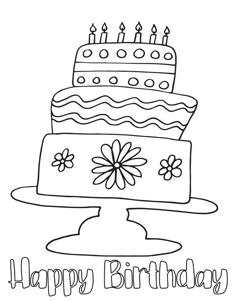 Happy Birthday Cake Free Coloring Page — Stevie Doodles Free