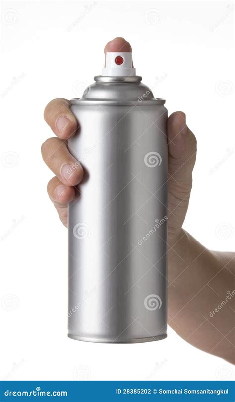 Young Male Hand Are Spraying An Aerosol Spray Paint Can Stock