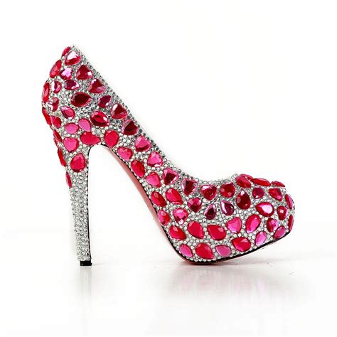 Patent Leather Stiletto Heel Pumps Platform Closed Toe With Rhinestone