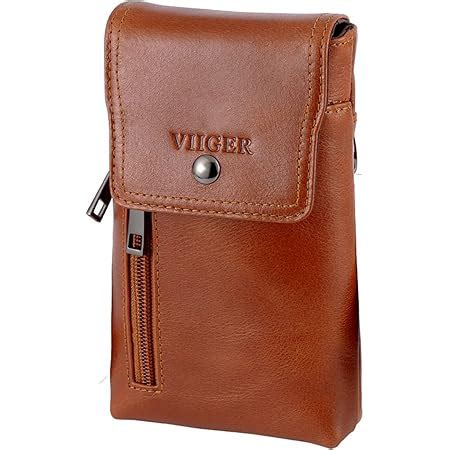 Viiger Genuine Leather Cell Phone Holster W Magnetic Cover Belt Clip