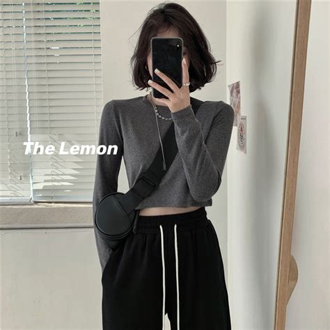 Thelemons New Versatile Round Neck Short Long Sleeved T Shirt For