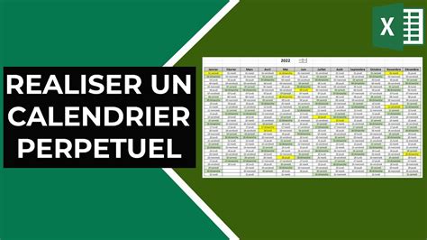 Excel Réaliser un calendrier perpétuel jours féries week ends