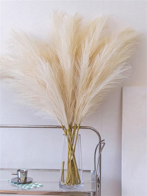 Faux Pampas Grass Pc Cm Tall Fluffy Fake Pompas Floral Large