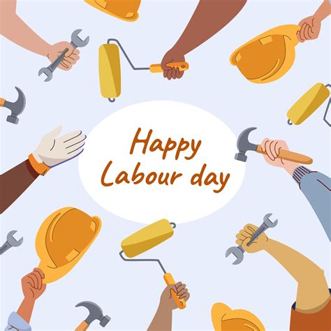 1st May Happy Labour Day Greeting Card Design With Workers Hands