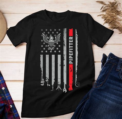 Pipefitter US Flag T-shirt, American Flag Pipefitter Shirt, Patriotic ...