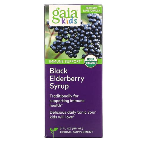 Gaia Herbs Kids Black Elderberry Syrup Alcohol Free Formula 1source