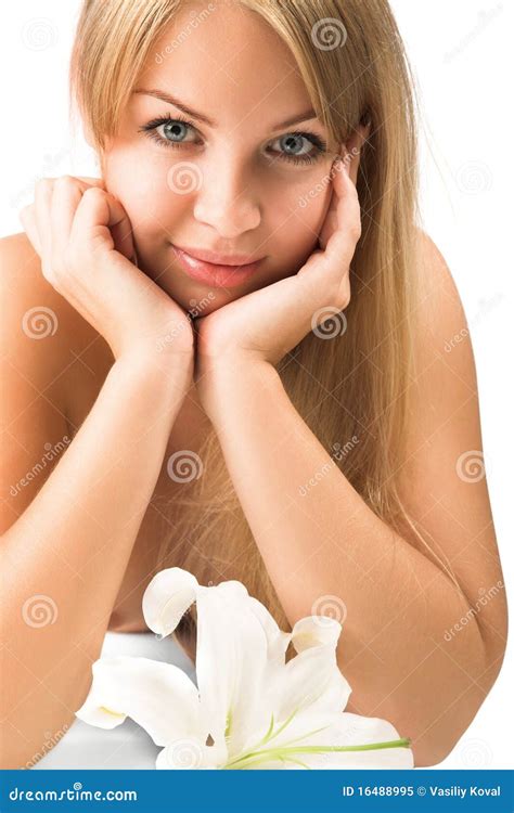 Woman With Lily Stock Image Image Of Flirt People Nude 16488995