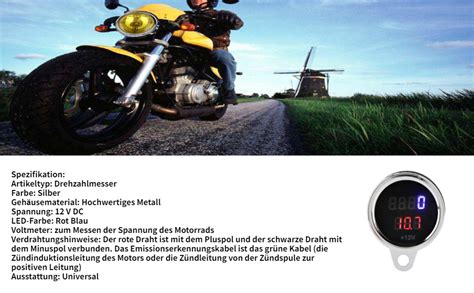 12V DC Motorrad Drehzahlmesser 2 In 1 LED Digital Voltmeter