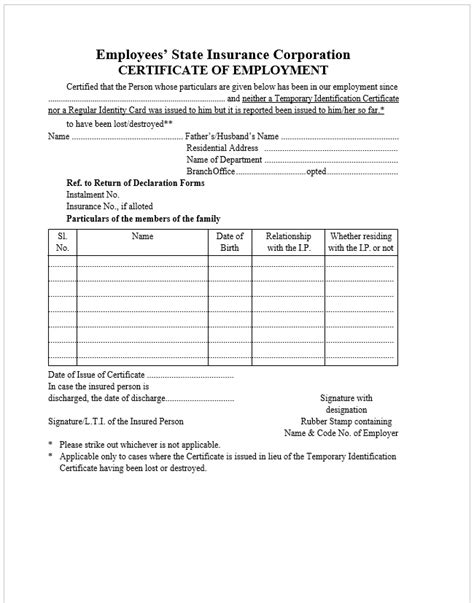 certificate  employment templates printable formats
