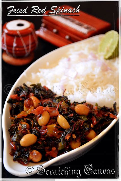 Lal Shak Bhaja Stir Fried Red Spinach In Bengali Style