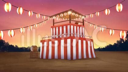 盆踊りのやぐら 背景イラスト 夕方イラスト - No: 23819136｜無料イラスト・フリー素材なら「イラストAC」