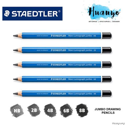 Staedtler Mars Lumograph Jumbo 100J Drawing Sketching Pencil HB 2B 4B