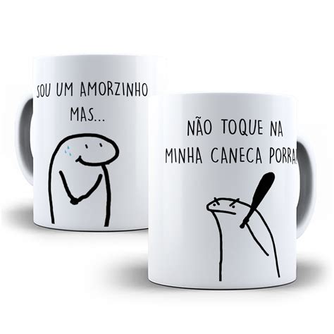 Caneca de Porcelana Florks Sou um amorzinho mas não toque na minha