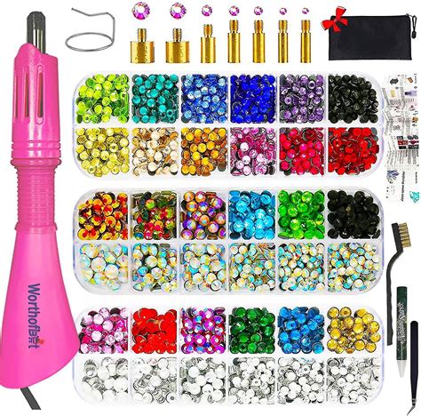 Rhinestone Setter Applicator Toolkit Hot Fixed Wand Bedazzler Kit 4080pcs Ab Crystal Clear