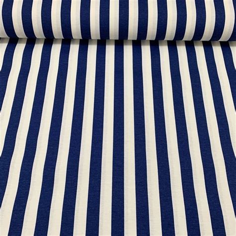 Blue White Stripe Upholstery Fabric by the Yard Canvas Water Repellent ...