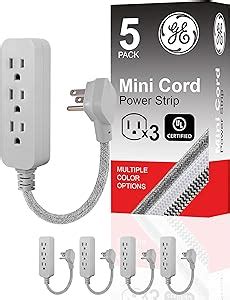 GE Pro Mini Tira Multicontactos De 3 Salidas Enchufe Plano Cable De