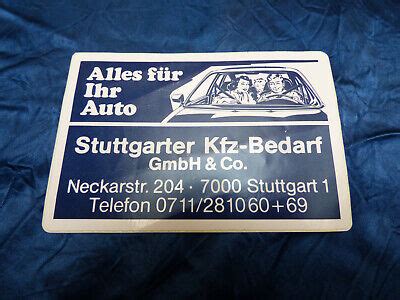 Stuttgarter Kfz Bedarf Alles für Ihr Auto Aufkleber 14x9cm Neckarstraße