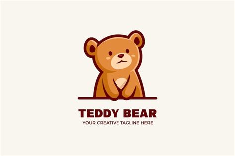 Premium Vector Cute Teddy Bear Cartoon Mascot Logo Template