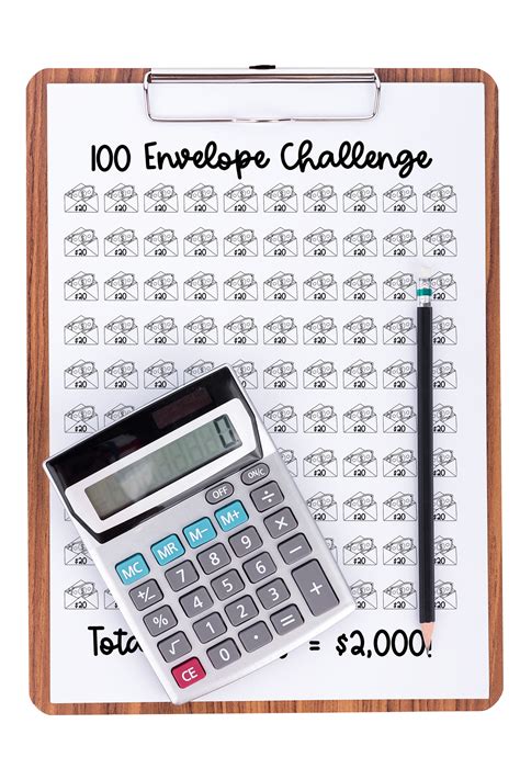 100 Envelope Challenge Chart Free Printable Example 2000 Mom Envy