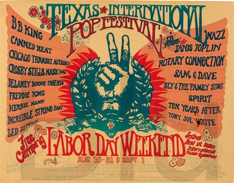 1969 Texas International Pop Festival Concert Poster 11 X 14 Photo ...