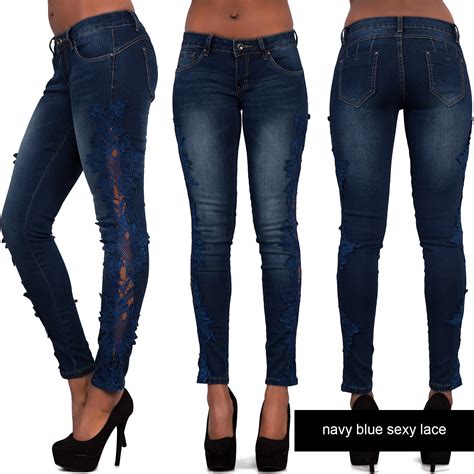 New Ladies Sexy Low Rise Faded Blue Skinny Jeans Slim Fit Stretch Pant