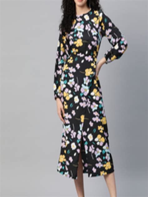 Buy Pluss Floral Print Puff Sleeve A Line Midi Dress Dresses For