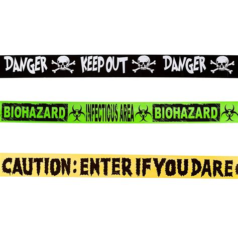 3 Halloween Caution Tapes Keep Out Danger Infectious Area Biohazard