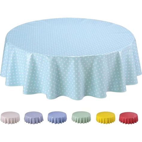 Home Direct Nappe Toile Cir E Pvc Ronde Cm Petit Pois Vert Aqua