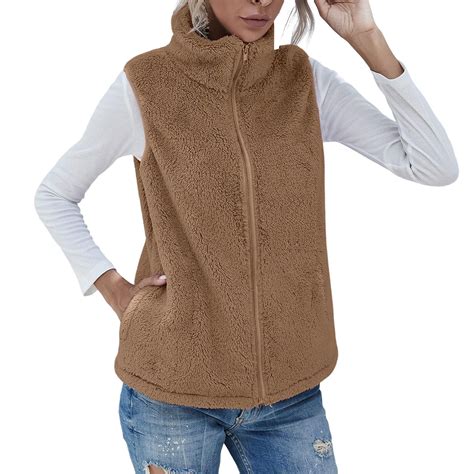 Usmixi Weekly Deals Winter Fleece Vest For Women Fuzzy Fleece Jacket