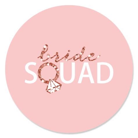 Big Dot of Happiness Bride Squad - Rose Gold Bridal Shower Party Circle Sticker Labels 24 Ct, 24 ...