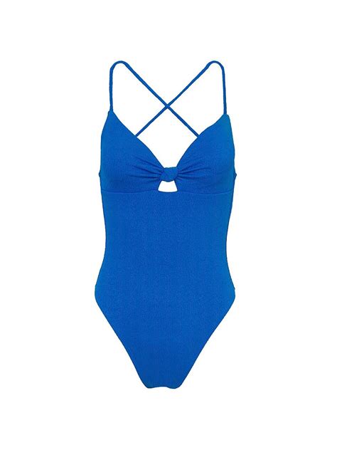 Vix Paula Hermanny Womens Firenze Erin Crinkle One Piece Swimsuit Blue