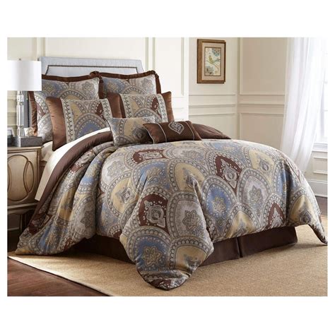 Venetian 8 Piece Oversized California King Bedding Set Medallion Floral Jacquard Comforter Set