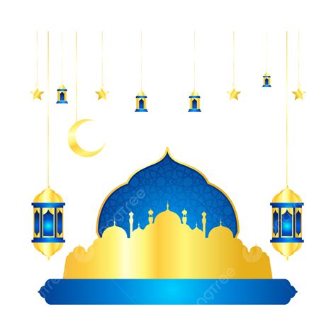 Eid Mubarak 2023 Background With Mosque And Ramadan Lantern Vector