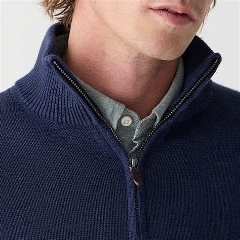 JCrew Mens Heritage Cotton Half Zip Sweater In Navy S Gem